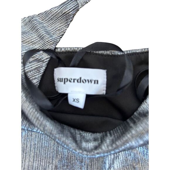 Superdown Ruched Miyah Cutout Metallic Maxi Dress Womens Blue Size XS - Picture 8 of 12